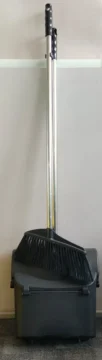 Plastic Dustpan Lobby w/ brush & steel handle, Black