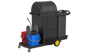 Multifunction Janitor Cart Black With Top closed with door