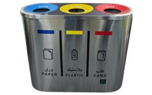 3 Compartments Made of Stainless Steel Dustbin