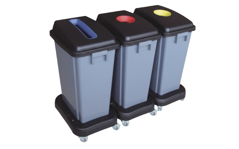 PLASTIC RECYCLE BIN WITH DOLLY 60X3