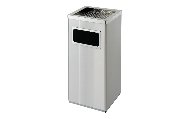 SS Ashtray Bin Silver Square 30 Ltr