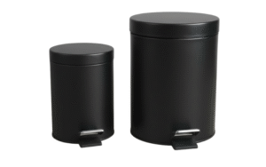Stainless Steel Black Round Pedal Bin