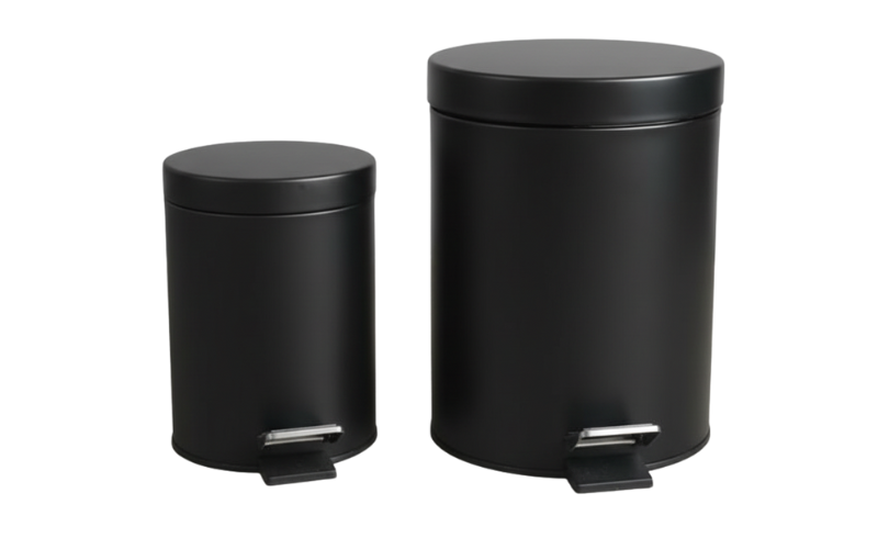 Stainless Steel Black Round Pedal Bin